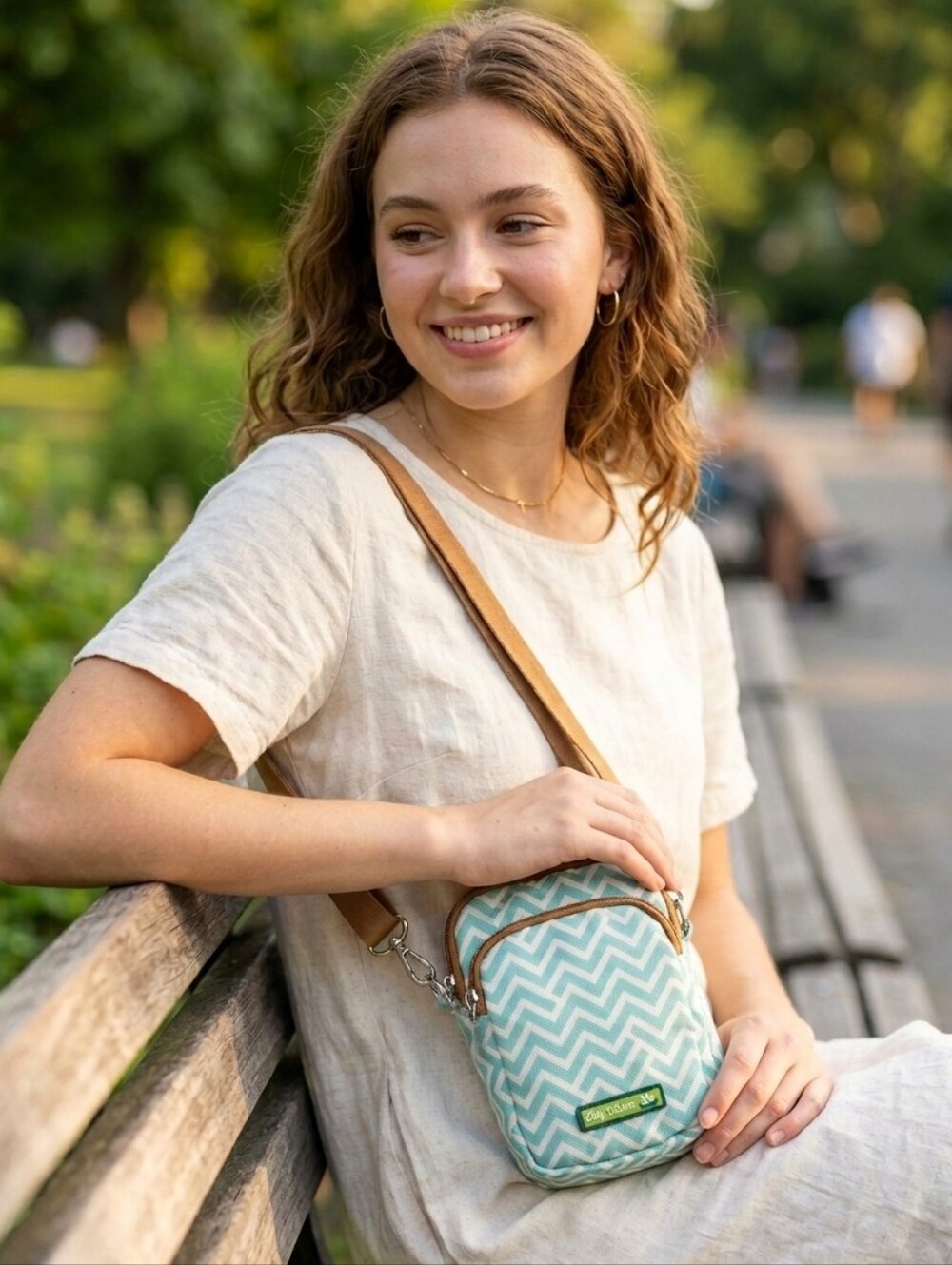 Lily Bloom Denise Mini Crossbody Purse Bag Chevron Pattern